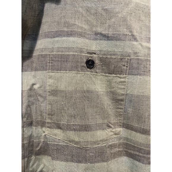 Travis Mathew Gray and Blue Striped Short Sleeve Button Up Shirt - Size L - Picture 3 of 5